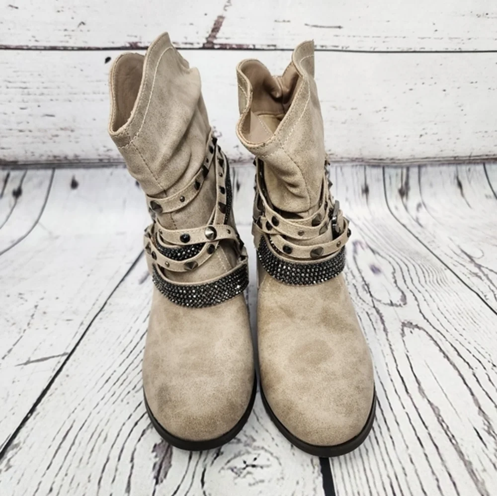 Dominique‎ Nicole Charleston Slouch Strappy Studded Booties